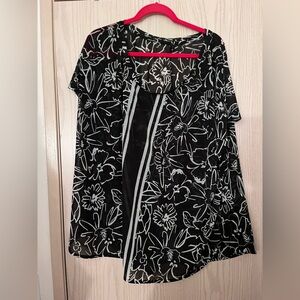 Lane Bryant Black and White Floral Blouse